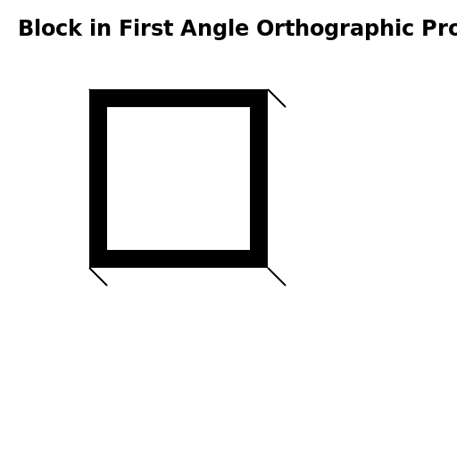 Block in First Angle Orthographic Projection - DrawGPT