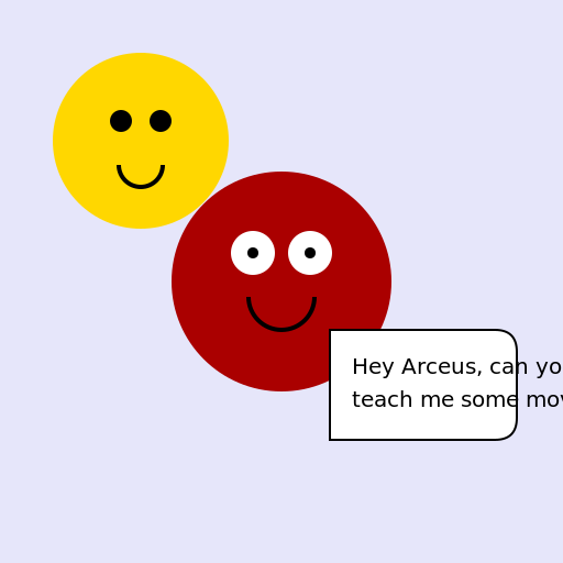 A level zero Ditto talking to Arceus - DrawGPT