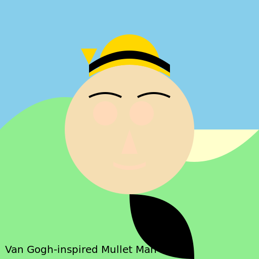 Mullet Man in Van Gogh Style - DrawGPT