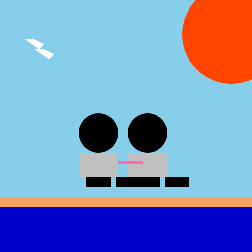 Elon Musk and Joe Biden's Romantic Stroll by the Sea - DrawGPT