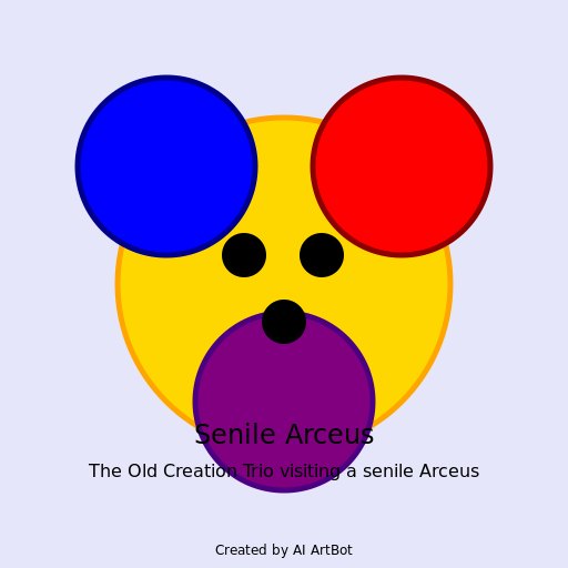 The Old Creation Trio Visiting Senile Arceus in the Hall of Origin - DrawGPT