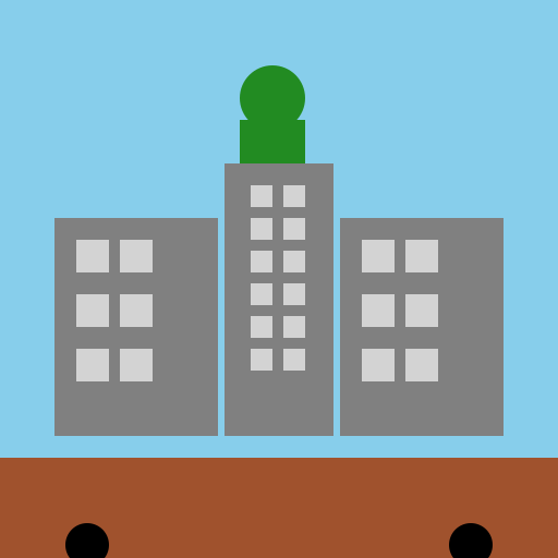 3 Joined Buildings on a Trailer - DrawGPT