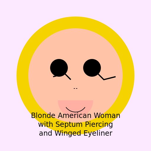 Blonde American Woman with Septum Piercing and Winged Eyeliner - DrawGPT