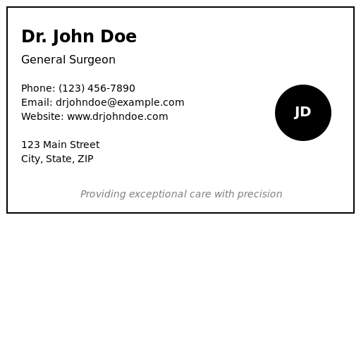Surgeon's Business Card - Serious yet Fresh - DrawGPT