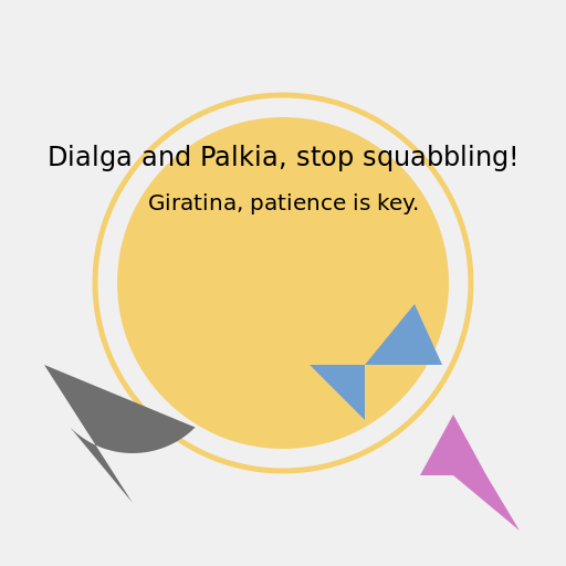 Giratina Complaining to Arceus about Dialga and Palkia's Constant Squabbling - DrawGPT