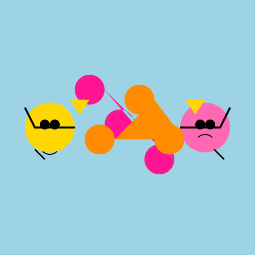 Two Cats Fighting with Flowers - DrawGPT