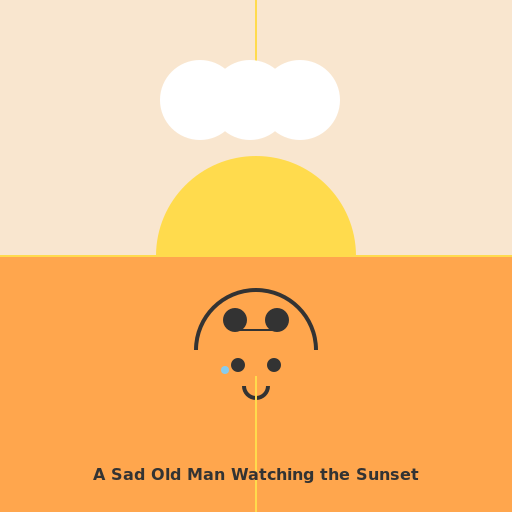 Sad Old Man Watching the Sunset - DrawGPT