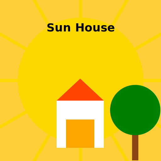 Sun House Logo for Residential Construction and Renovation Company in Florida - DrawGPT