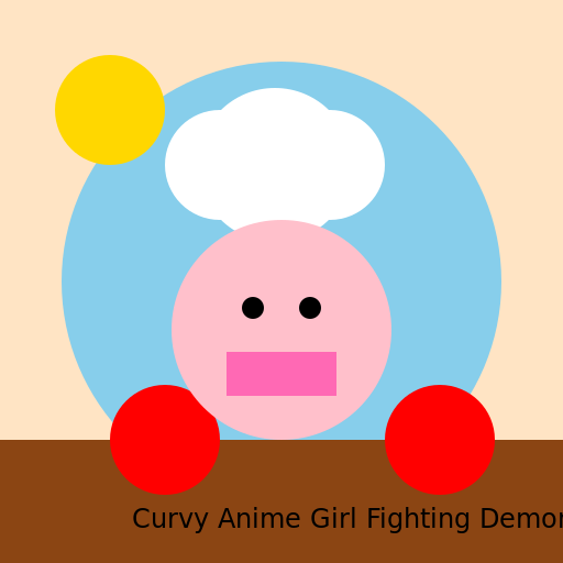 Curvy Anime Girl Fighting Demons in a Bikini - DrawGPT