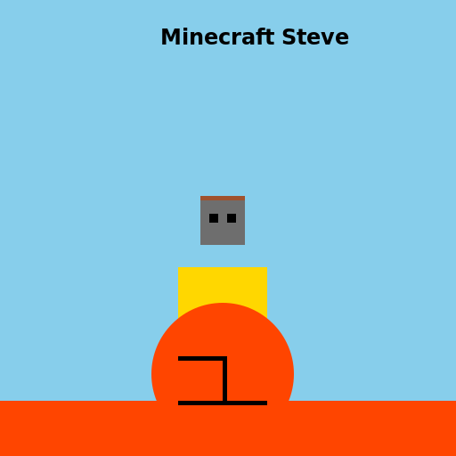 Minecraft Steve Jumping into Lava - DrawGPT