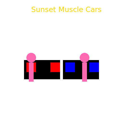 Two People Going in Opposite Directions at Sunset with Muscle Cars Oil Painting - DrawGPT