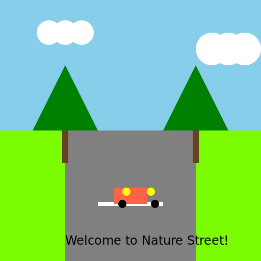 Natural Environment with Street Surrounded by Trees - DrawGPT