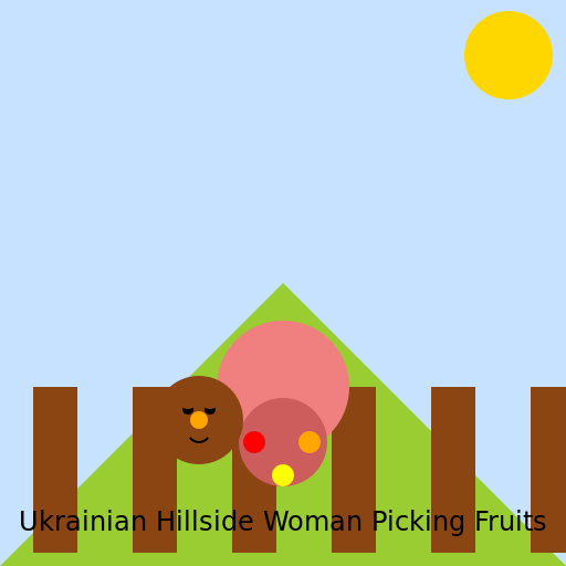 Ukrainian Hillside Woman Picking Fruits - DrawGPT