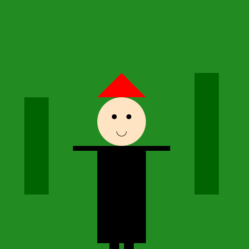 Person in the Woods with Red Hair and Black Jacket - DrawGPT