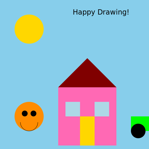 Drawing of a Child with Car and House - DrawGPT