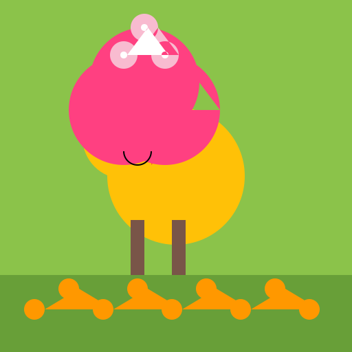 Chicken with Flower Wreath on Head in a Meadow Background - DrawGPT