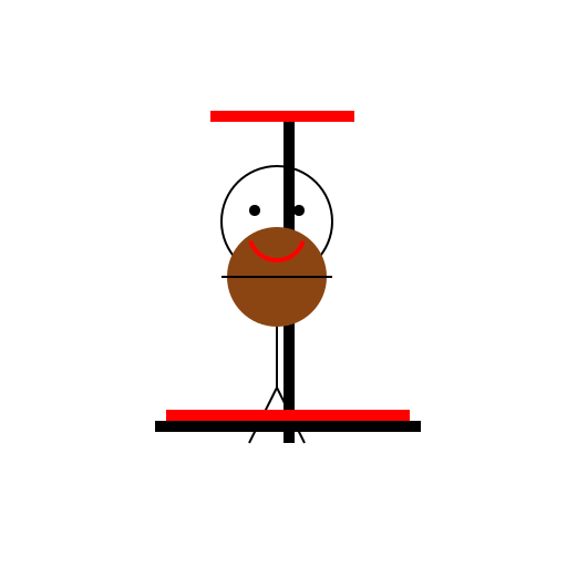 Stick Figure with a Fluffy Brown Beard Standing Next to a Guillotine - DrawGPT