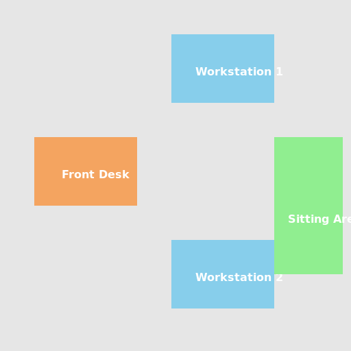 Open Concept Office Layout with Front Desk and Workstations - DrawGPT