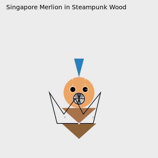 Singapore Merlion in Steampunk Wood - DrawGPT