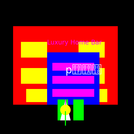 Luxury Home Bar with a Luxurious Car Backdrop - DrawGPT