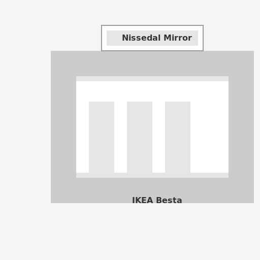 Wall with IKEA Besta and Nissedal Mirror - DrawGPT
