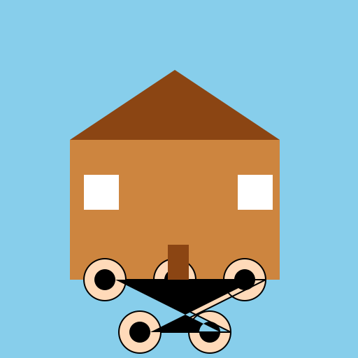 Family Gathering in front of the Cozy Cottage - DrawGPT