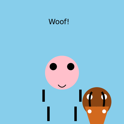 A dog barking at a girl - DrawGPT