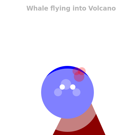 Whale flying into Volcano - DrawGPT
