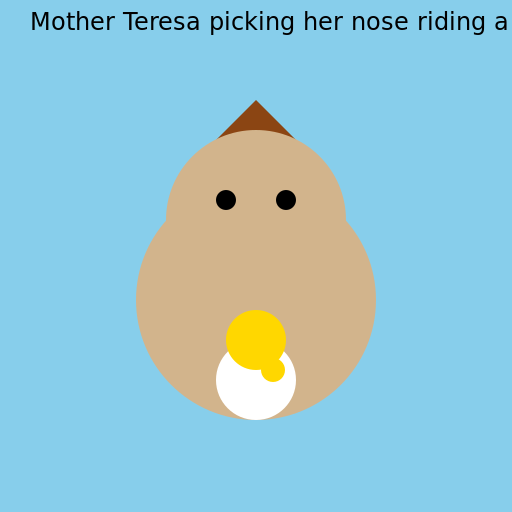 Mother Teresa Picking Her Nose Riding a Camel - DrawGPT