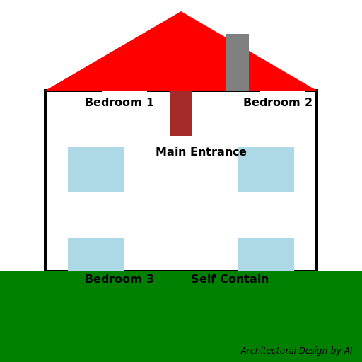 Three Bedroom Bungalow with Self Contain - DrawGPT
