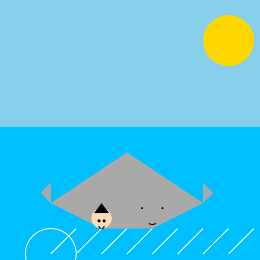 Small Boy Riding a Stingray - DrawGPT
