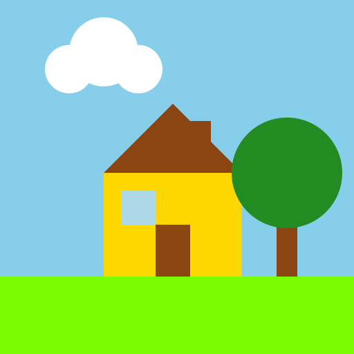 Cozy House with a Friendly Tree - DrawGPT