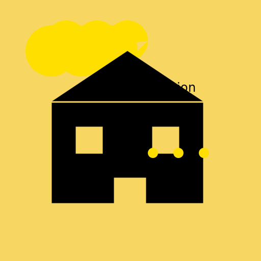 Black and Gold Cottage Mansion on a Hill with Gold Clouds and Sky - DrawGPT