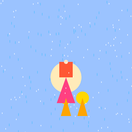 Indian Mom with Kids in Rain - DrawGPT