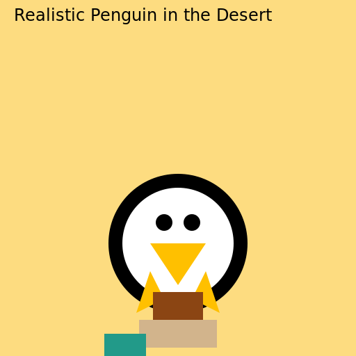 Realistic Penguin in the Desert - DrawGPT