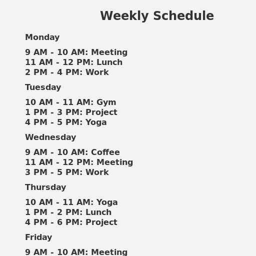 Weekly Schedule - DrawGPT