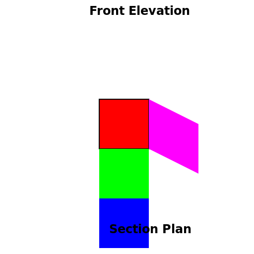 Cube Front Elevation and Section Plan - DrawGPT