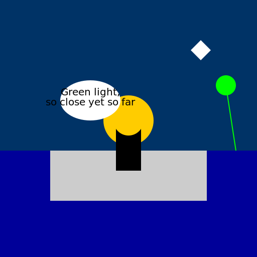 Jay Gatsby on a Seaport, Gazing at the Green Light - DrawGPT