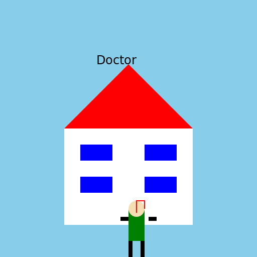 Doctor Walking Out of Hospital - DrawGPT