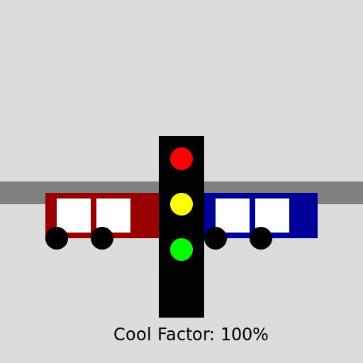 Drawing of two luxury cars at stop light - DrawGPT