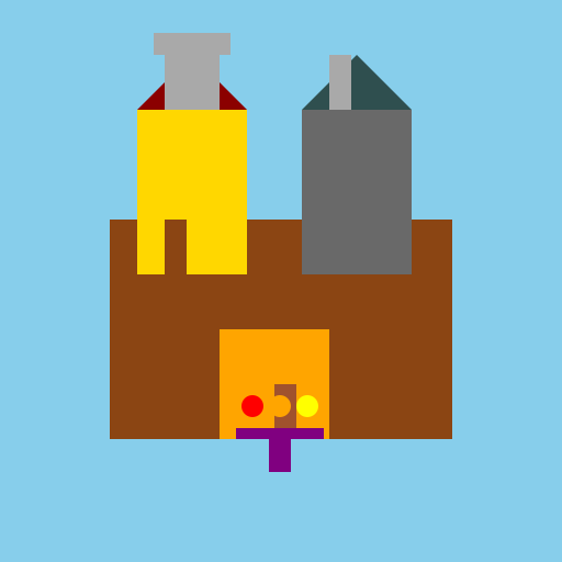 Little Farm with Church, Blacksmith, and Market - DrawGPT
