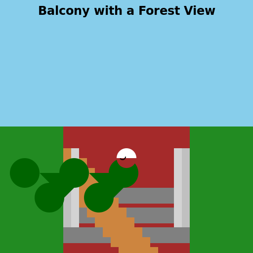 Looking out onto a Balcony with a Forest Background - DrawGPT
