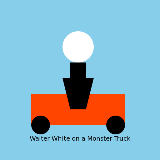 Walter White posing on a monster truck - DrawGPT