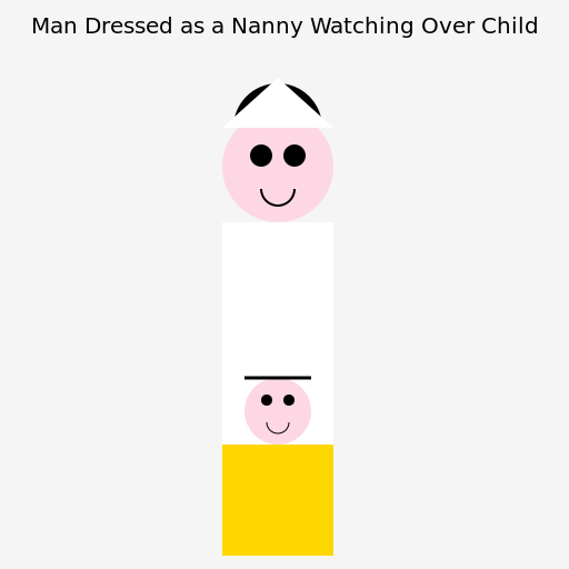 Man Dressed as a Nanny Watching Over Child - DrawGPT