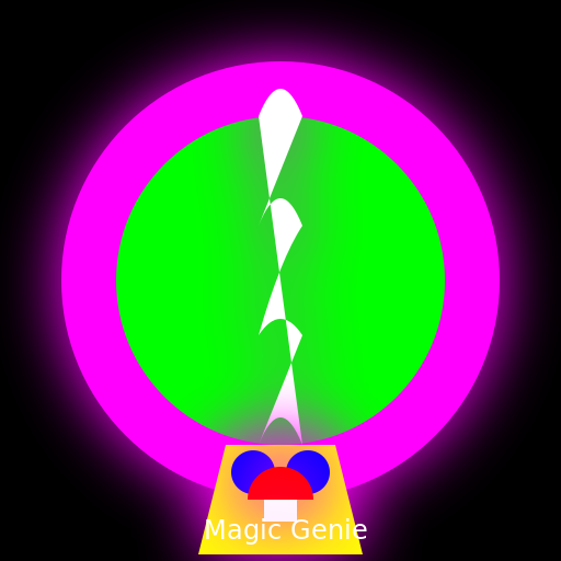 The Genie Emerging from the Neon Magic Lamp - DrawGPT