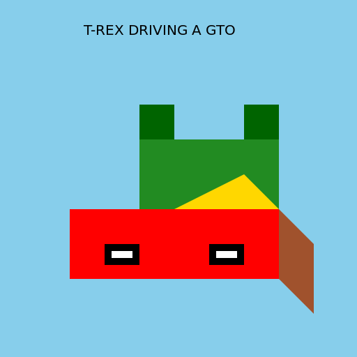 T-Rex Driving a GTO - DrawGPT