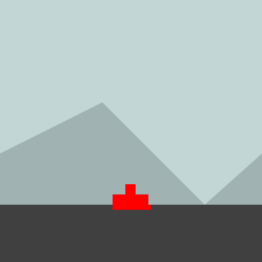 Tiny Red Cruiser in Majestic Mountain Landscape - DrawGPT