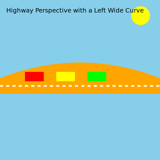 Highway Perspective Drawing with One Left Wide Curve - DrawGPT