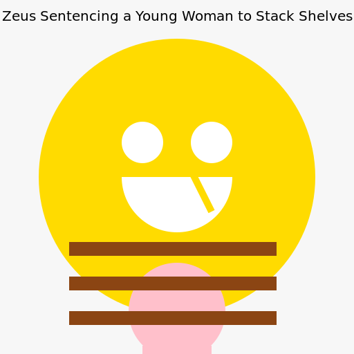 Zeus Sentencing a Young Woman to Stack Shelves - DrawGPT
