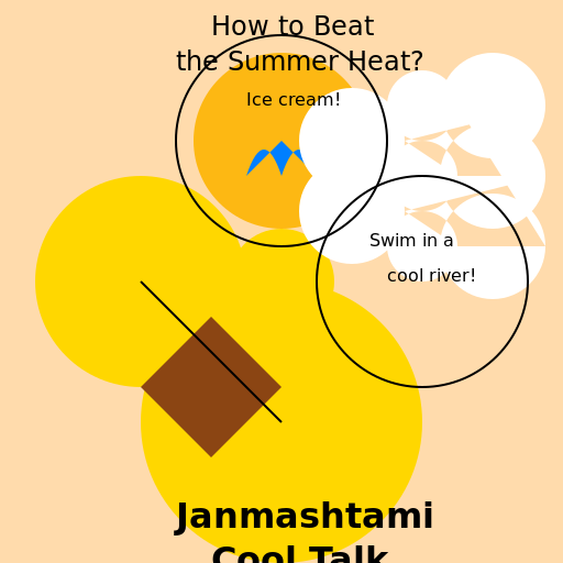 Lord Krishna and Lord Arjun discussing summer heat solutions - DrawGPT